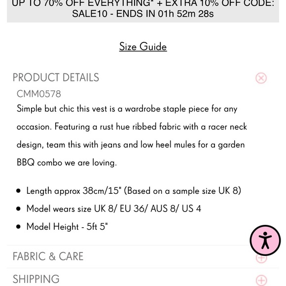 Rust Rib racer neck vest NWT - Picture 4 of 8